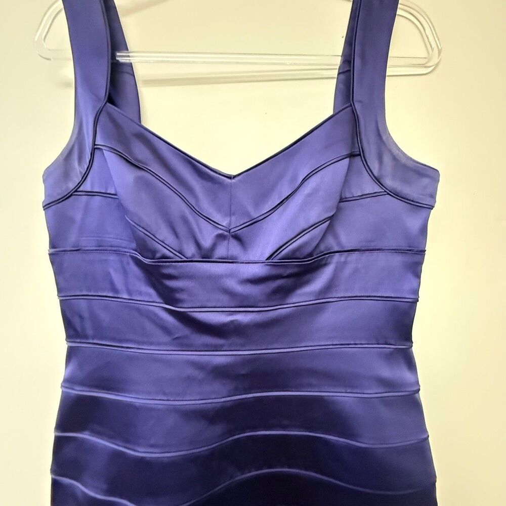 Lauren Ralph Lauren Purple Satin Cocktail Dress 12 Pleated Sleeveless Sheath - Picture 3 of 9